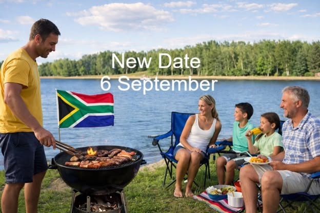 New Date 6 September potluck braai at Midnapore Dam, Calgary — family braai by the lake
