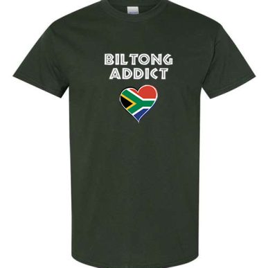 forest green biltong addict front tshirt